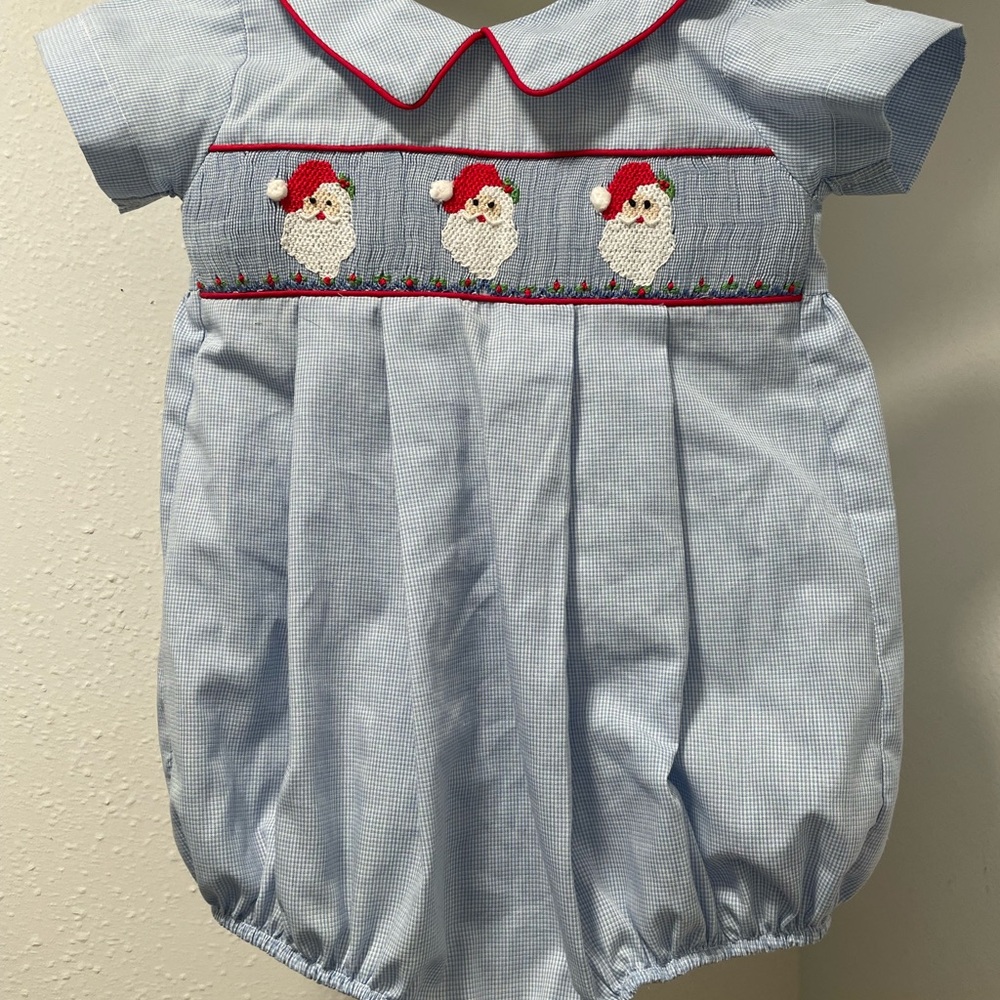 Blue Baby Bubble with Santa Smock Design